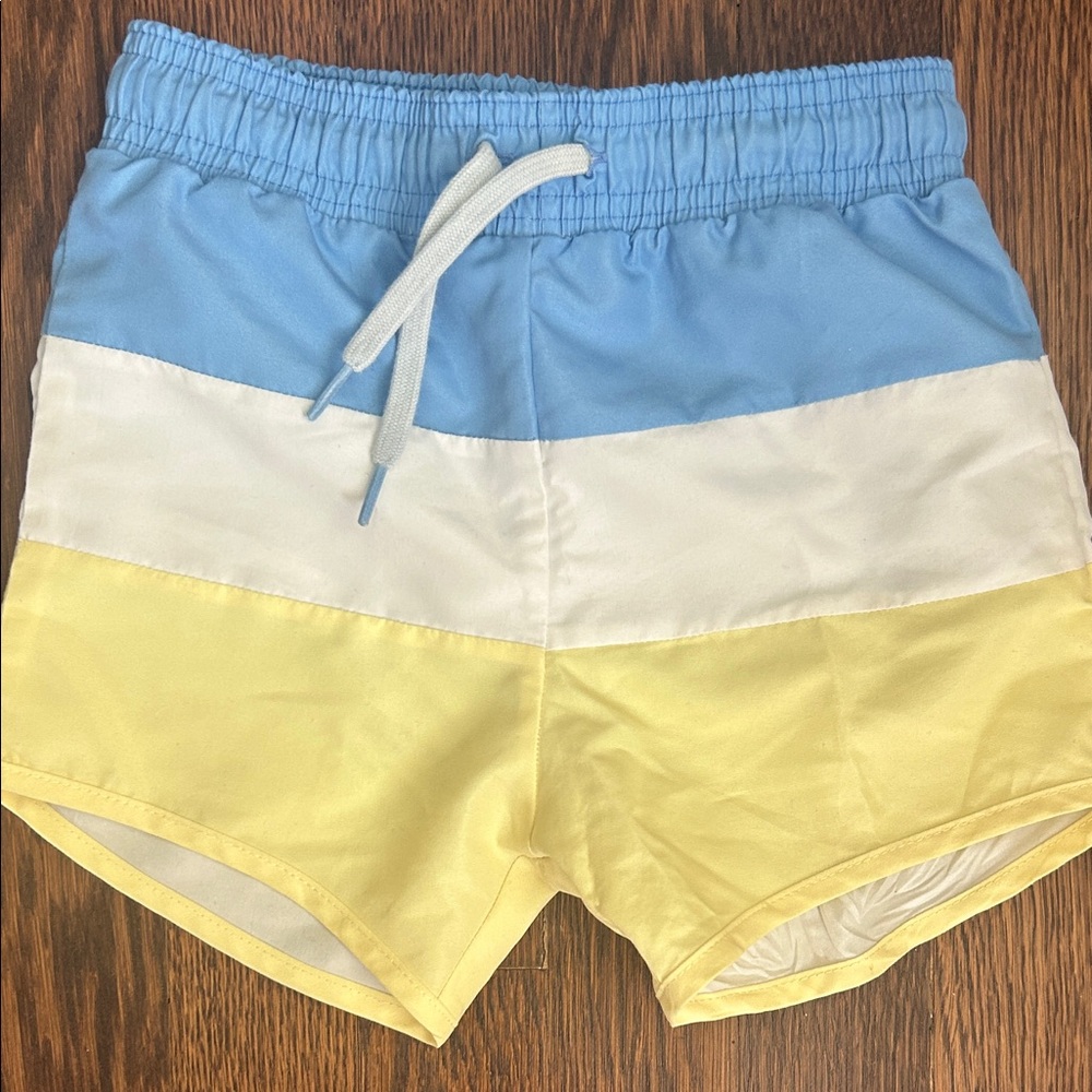 Minnow Colorblock Drawstring Swim Shorts - Blue, White & Yellow